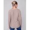 Knit Sweater with Back Lace-up Detail - Truffle