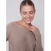 Knit Sweater with Back Lace-up Detail - Truffle