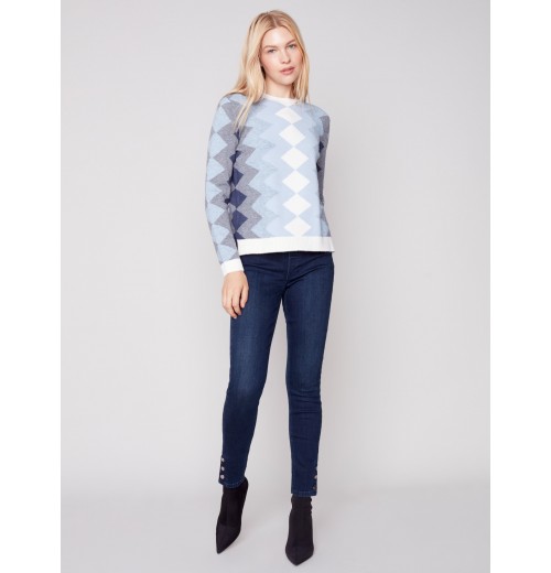 Jacquard Sweater with Zig Zag Design - Snowflake