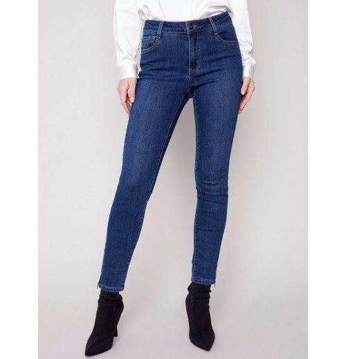 Jeans with Side Zipper - Indigo