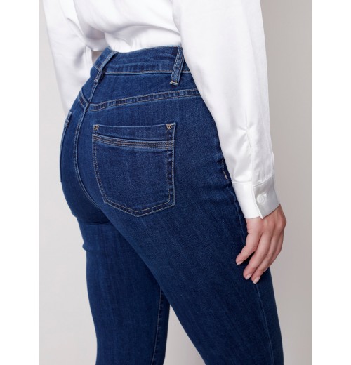 Jeans with Side Zipper - Indigo