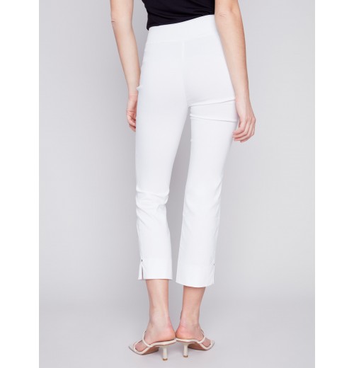 Capri Pants with Hem Slit - White