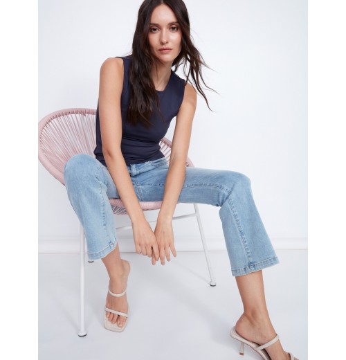 Bootcut Stretch Denim Pants - Light Blue