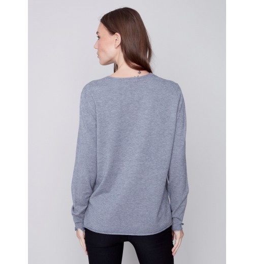 Basic V-Neck Sweater - Gray