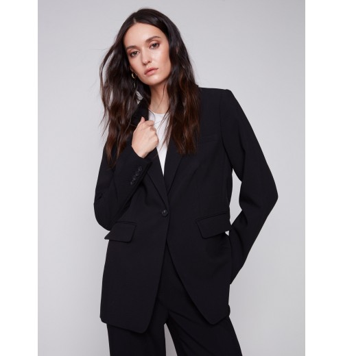 Blazer with Ruched Back - Black