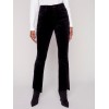 Bootcut Corduroy Pants with Asymmetrical Fringed Hem - Black