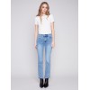 Bootcut Jeans with Asymmetrical Hem - Light Blue