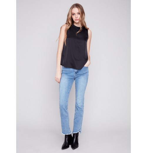 Bootcut Jeans with Asymmetrical Hem - Light Blue