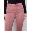 Bootcut Twill Pants with Asymmetrical Fringed Hem - Raspberry