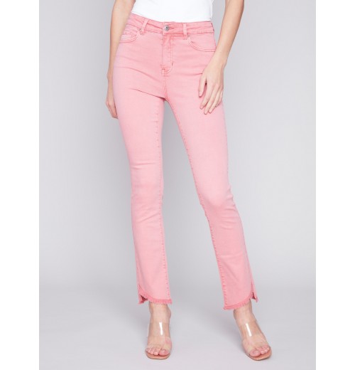 Bootcut Twill Pants with Asymmetrical Hem - Tulip