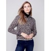 Chevron Tweed Short Jacket - Navy