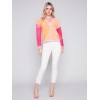 Color Block Cotton Sweater - Tangerine