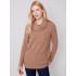 Cowl Neck Sweater with Button Detail - Truffle