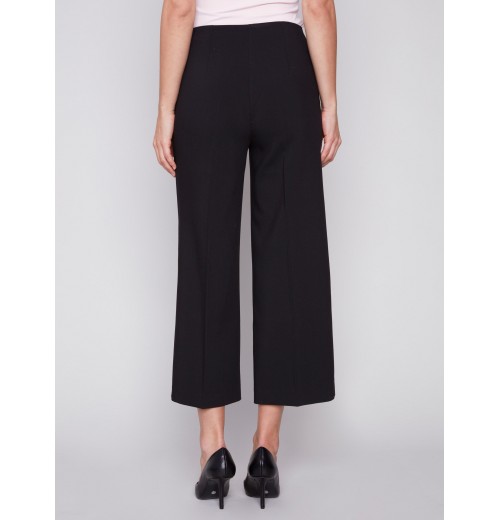 Cropped Wide Leg Pants - Black