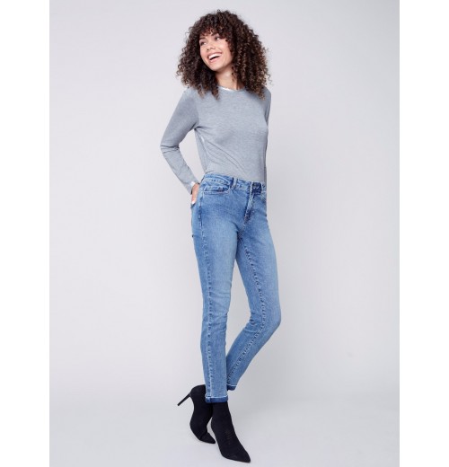 Cuffed Hem Jeans - Medium Blue