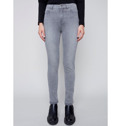 Cuffed Hem Jeans - Soft Gray