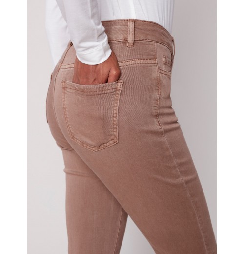 Cuffed Hem Twill Jeans - Truffle