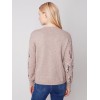 Embroidered Round Neck Sweater - Almond