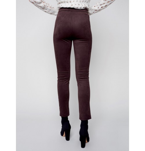 Faux Suede Leggings - Chocolate