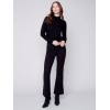 Flare Ponte Pants with Side Slits - Black