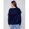 Fringed Cowl Neck Sweater - Denim