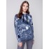 Hooded Sweater with Graffiti Print - Denim