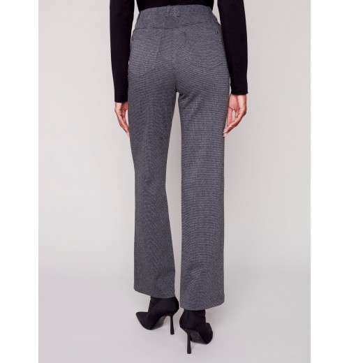 Houndstooth Flare Ponte Pants - Charcoal