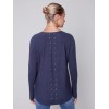 Knit Sweater with Back Lace-up Detail - Denim