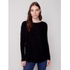 Knit Sweater with Back Lace-up Detail - Black