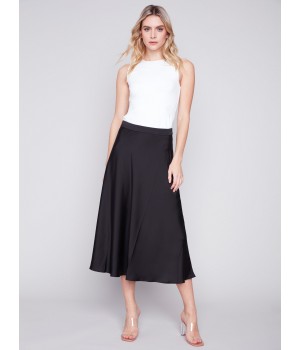 Long Satin Skirt - Black