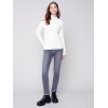 Mock Neck Rib Sweater - Ecru