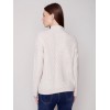 Mock Neck Sweater with Honeycomb Stitch - Almond