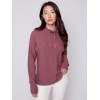 Ottoman Cotton Funnel Neck Sweater - Raspberry