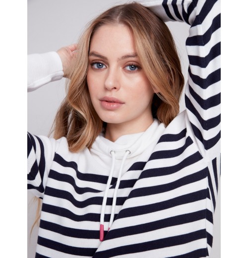 Ottoman Cotton Funnel Neck Sweater - Nautical