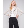 Pearlized Faux Leather Jacket - Champagne