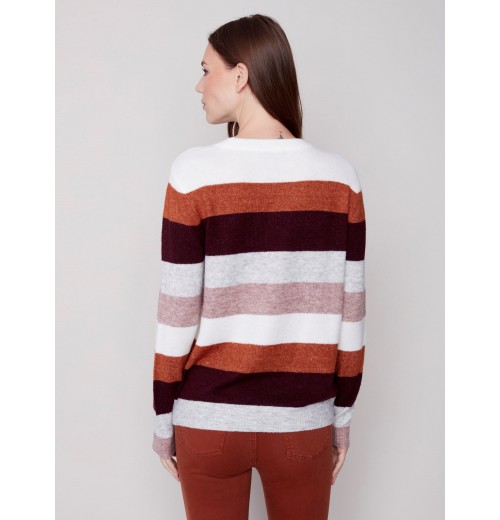 Plush Striped Sweater - Powder