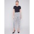 Printed Capri Pants with Hem Slit - Checker