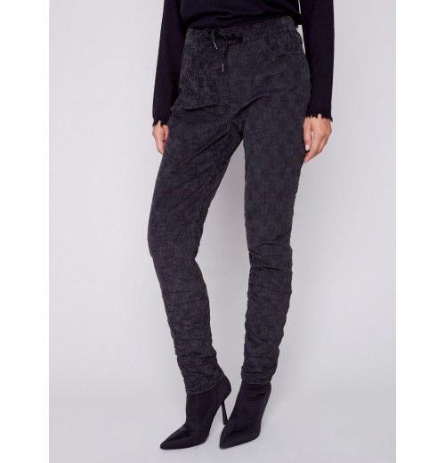 Printed Corduroy Crinkle Jogger Pants - Port