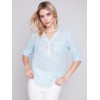 Printed Cotton Gauze Blouse - Sky