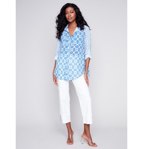 Printed Crinkle Georgette Blouse - Geo