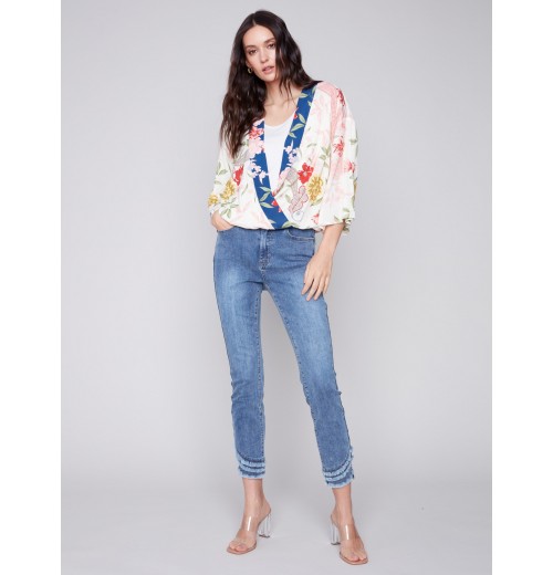 Printed Overlap Blouse - Paisley