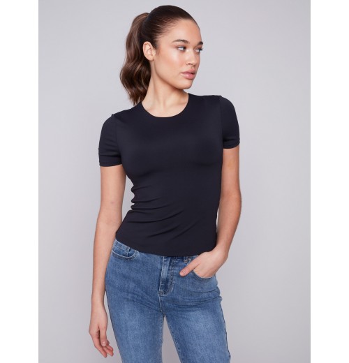 Short-Sleeved Super Stretch Top - Black