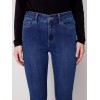 Skinny Jeans with Embroidered Scalloped Hem - Blue Jean