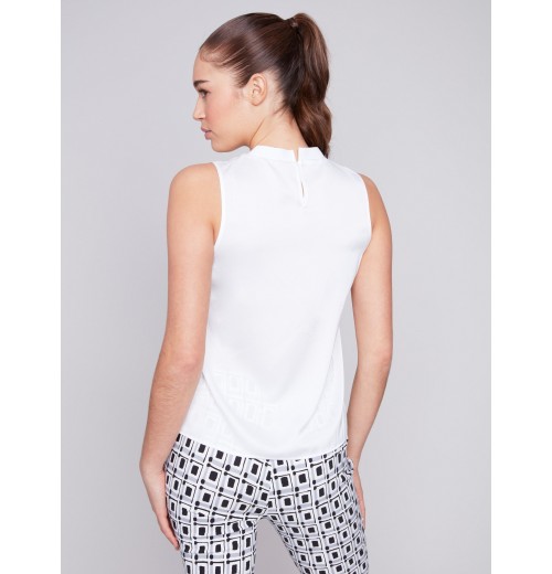 Sleeveless Satin Top - White