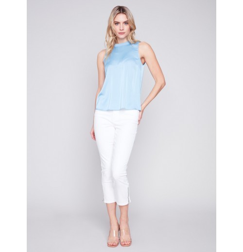 Sleeveless Satin Top - Sky