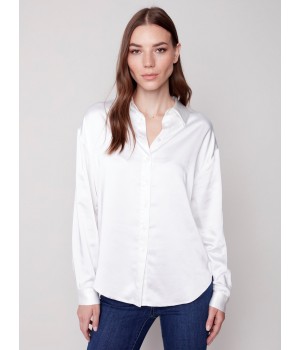 Solid Gutsy Satin Shirt - Ecru