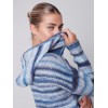 Striped Hooded Sweater with Kangaroo Pocket - Denim