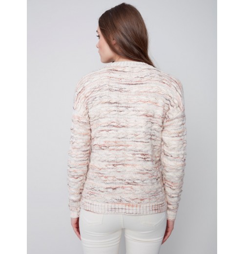 Sweater with Decorative Stitching - Powder