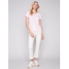 V-Neck Linen T-Shirt - Lotus