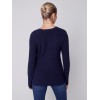 V-Neck Sweater with Grommet Detail - Navy